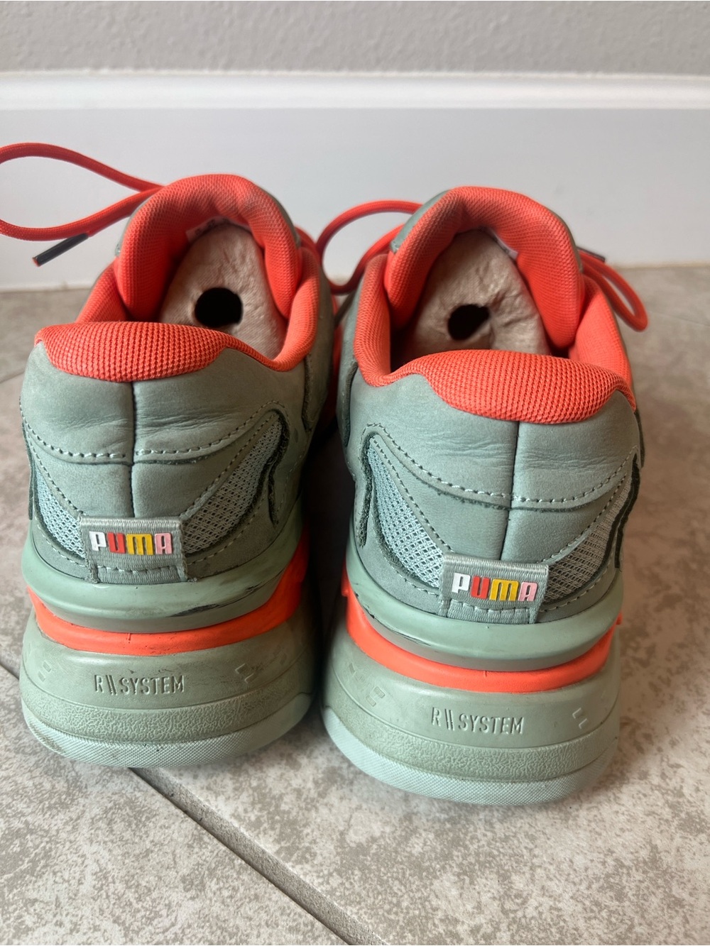 Puma Men’s Coral Orange & Sage Green RS-X Sneakers R system - Picture 6 of 8